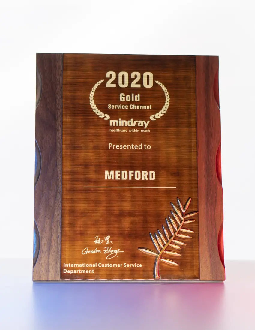 Награда Mindray 2020 Gold Service